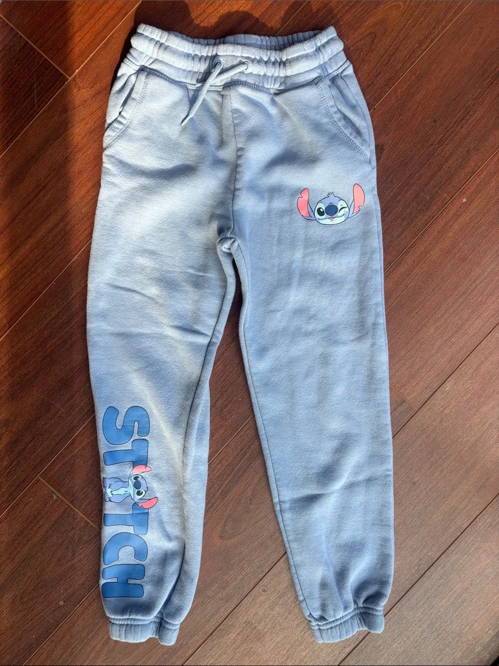 Disney Light Blue Stitch Kids Hoodie, Sweatpants & Sandals Set